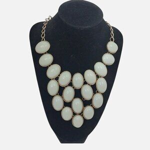 Aldo Statement Necklace With Gold-Tone Chain & Oval Mint Green Stones